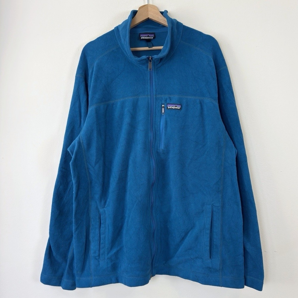 Men's Patagonia Full Zip Activewear Outdoor Blue Fleece Jacket - XXL